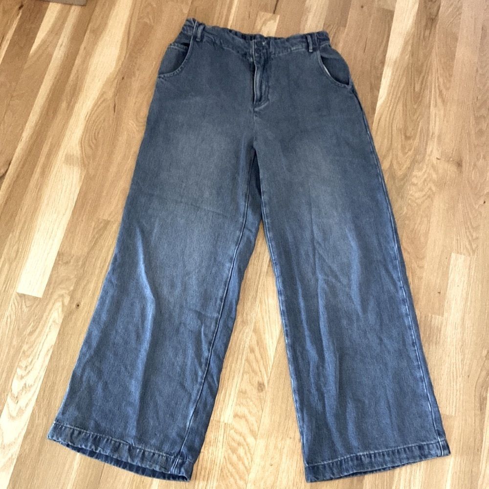 YFB Young Fabulous Broke Womens Wide Leg High Waist Fluid Jeans Blue Bohemian L